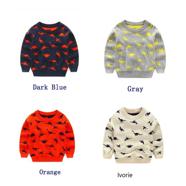 Knitted Toddler Boy Sweater Casual Spring 2018 Cartoon Dinosaur Pattern Warm Cotton Boys Sweaters Pullovers Children