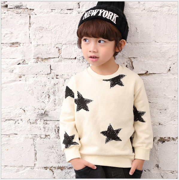Retail 2018 New Autumn Boys Stars Printed Pullover Kids Long Sleeve Sweatshirts Children Cotton Sweaters Korean Style Boy T-shirts Shirts