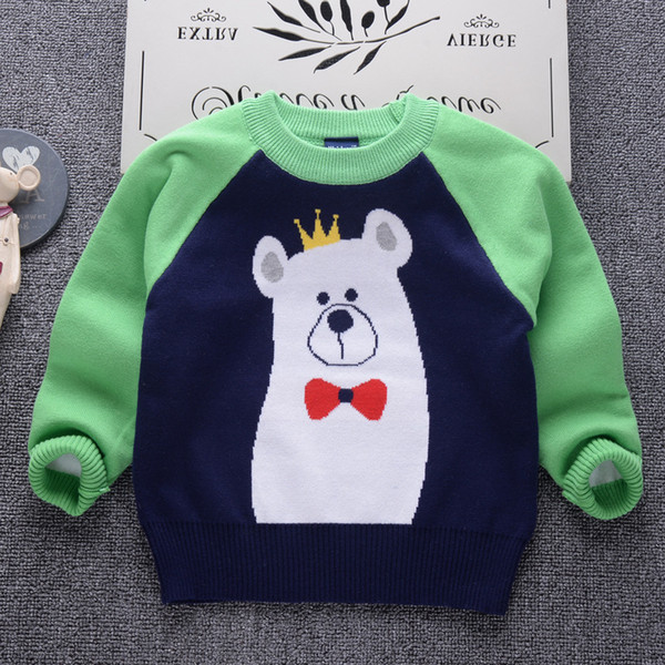 good quality Cotton Color Mix Necktie Bear Thicken Boys Sweaters for Winter Autumn Kids Pullover Warm Outwear Children's Clothing