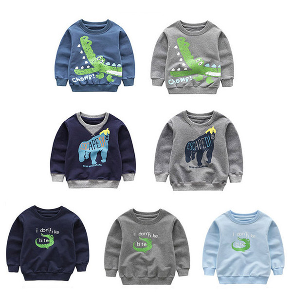 Boys Crocodile Gorilla Sweaters Pullover Cartoon 7 Colors A Class Spring Autumn Long Sleeved Children Casual Kids Clothing 2-7T