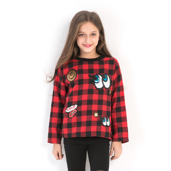 Girls Sweaters Cotton Coat Long Sleeve Sequined for 6 8 10 12 14 years Spring Autumn Teenage Cartoon Girls Clothing Kids Outfit