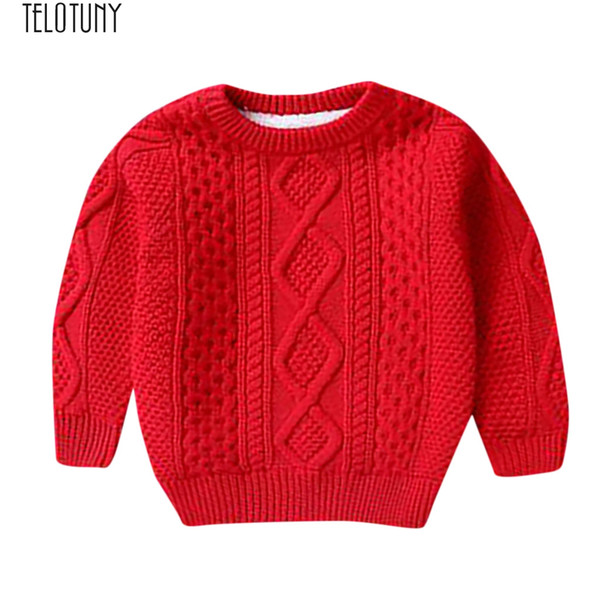 TELOTUNY Kids Sweater Kids Children Baby Girls Cotton Warm Pullovers Plush Sweater Solid Knit Clothes Baby Tops Fashion Dec3