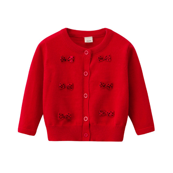 Spring Autumn Girls Sweater Cardigan for Baby Infant Warm Sweaters Coat Long Sleeve Cute Bow Baby Girls Knitted Jacket BC526