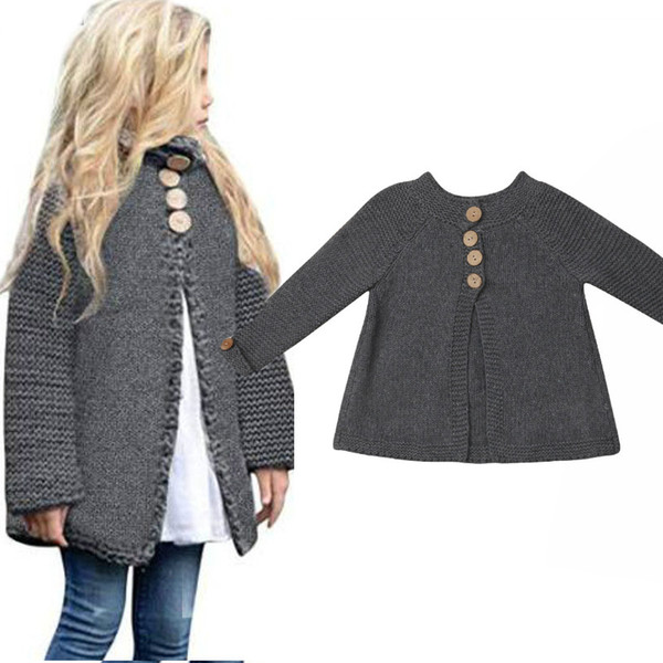 2019 New Toddler Kid Baby Girls Sweater Long Sleeve Knitted Baby Girls Clothes Button Knitted Tops Sweater