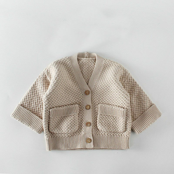Sweater for Baby Girl Boy Spring Autumn Long Sleeve Knit Cardigan Outerwear Children Clothing Blue Khaki 0-3T E83004