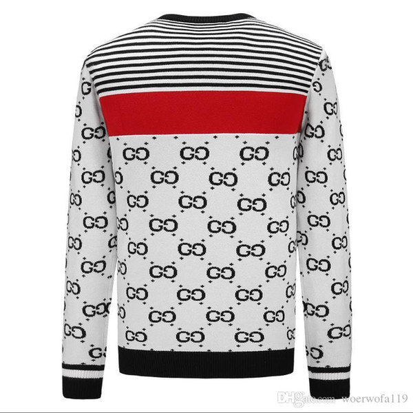 2018 early autumn men sweater bee tiger snake pattern embroidery cashmere material fashion dark gray and blue two colors