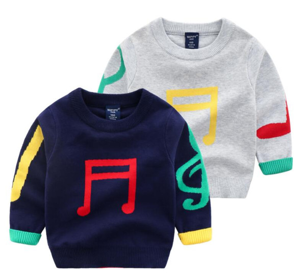 2019 children kids Boys Cotton Sweaters,Kids O-Neck Winter Music character Clothes,Children Note Printed Casual Outerwear