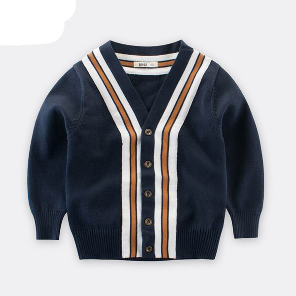 Baby Boys Cardigan Sweater 2018 new Spring Autumn Gentleman coat jacket Fashion England Children Kids 2-8 year V-Neck Clothes