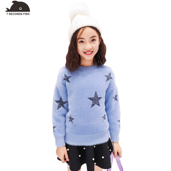children Clothes baby girl cotton Warm Pullovers plush inside sweaters girls Winter Autumn Knitted Loose jacket 4-12Y child tops