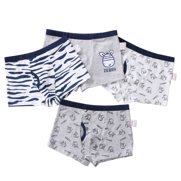 4PCS Children Underwear Boys Cotton Kids Shorts Panties for Baby Casual Cartoon Boxers Teenage Breathable Underpants 4-14T