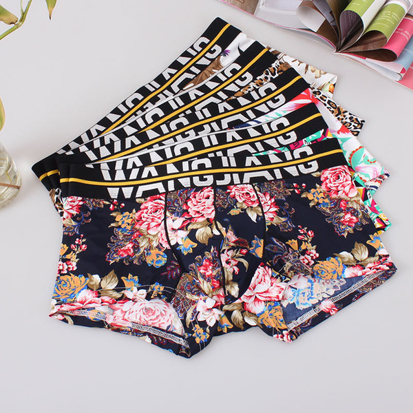 Fashion Men Boxers Letters Floral Mens Sexy Underpants For Adults Summer Beach Breathable Underwears Factory Free DHL A885