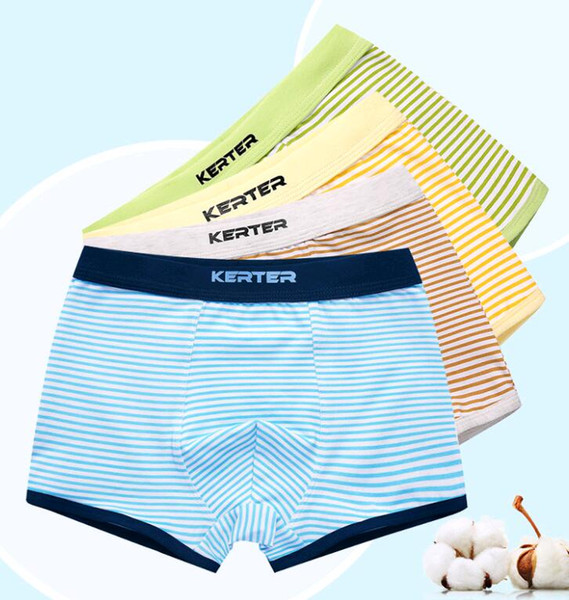 Cotton Kids Underwear Boys Boxer Letter Stripe Big Children Underpant Short Pants for SchoolBoy Factory Price