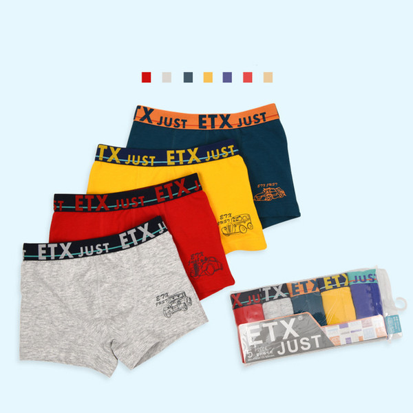 Kids Underwear for Boys Letter Print Solid Color Children Cotton Shorts Fashion Puberty Sport Boxers 5 pieces/lot