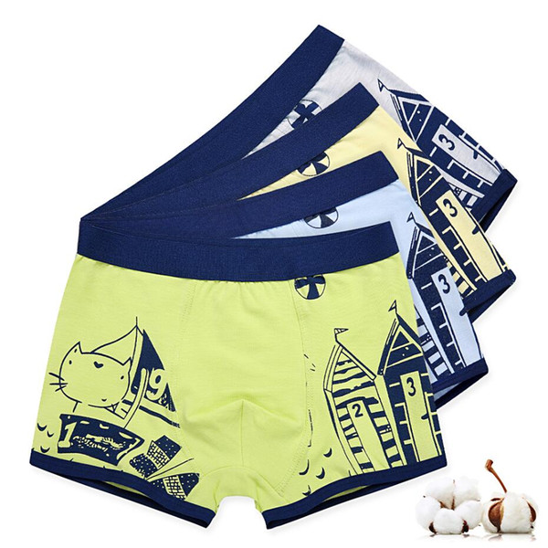 4Pcs Boys art print Children's Fashion underwear Boy's flat panties kids underpants Suitable for 2 to 14 year old boys S19JS042