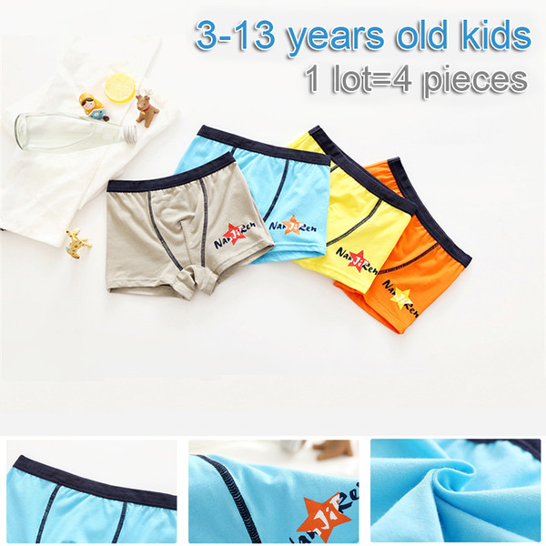 Boys Cotton Underpants 4 pieces/lot 7 Designs 3-13 years old Kids Cotton Panties Boys Cartoon Boxers Pants LA612-2