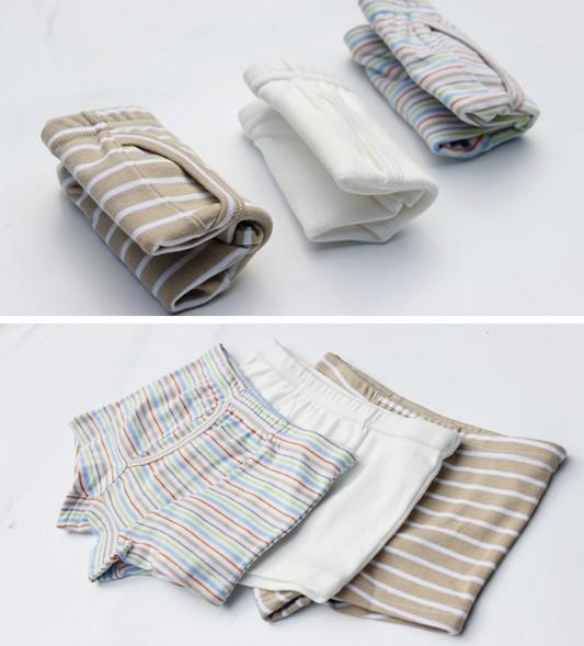 Healthy School Boy's Boxer Striped Panties Mix Color 3PCS Pack 100%Cotton Special Design Front with Opener