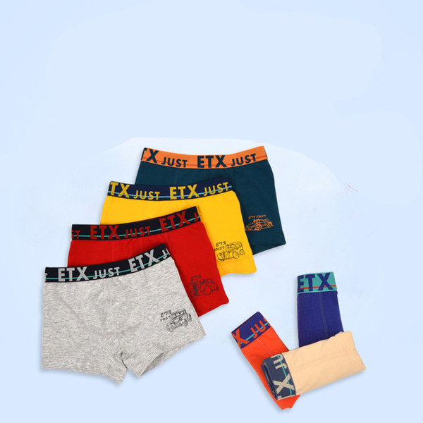 Kids Underwear for Boys Letter Print Solid Color Children Cotton Shorts Fashion Puberty Sport Boxers 5 pieces/lot New