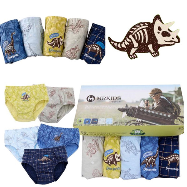 New Children's Cotton Underwear Briefs 1 box 5 article Boys Kid Boy Panties Briefs Dinosaurs pattern Underpants Kids Pant Baby Clothing