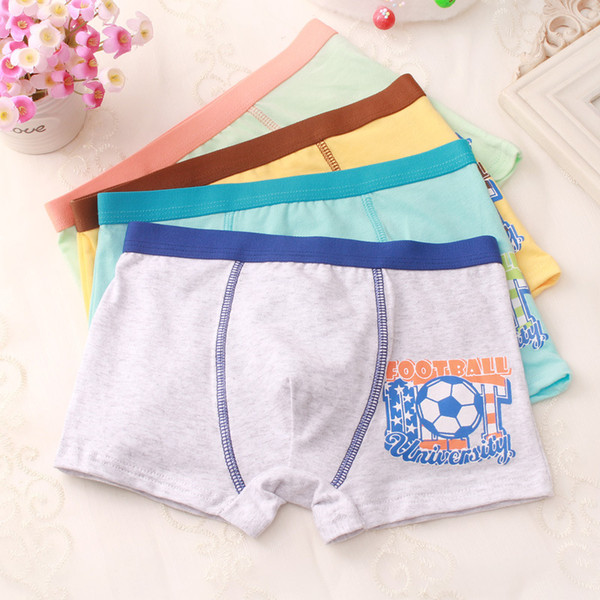 3Pcs Lot Boys Football print Children's Fashion underwear boxers kids underpants Suitable for 2 to 12 year old boys flat thin pants S19JS133