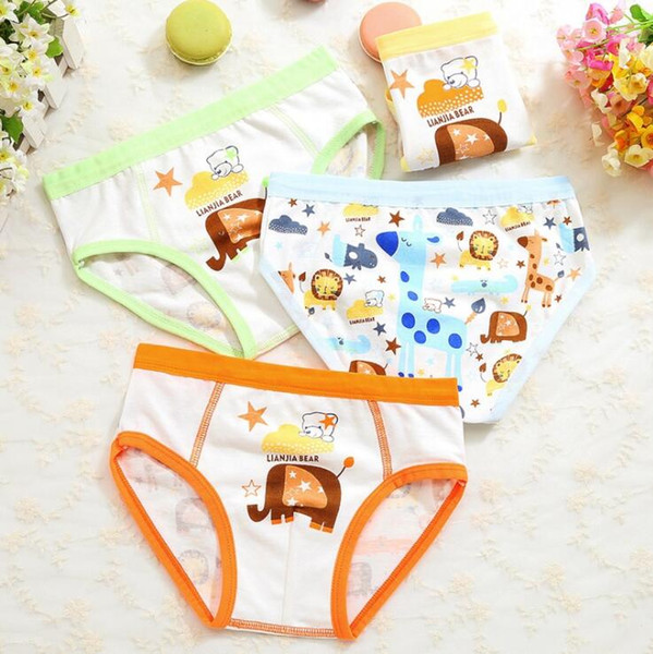 4Pcs Lot Boys cartoon printChildren's Fashion underwear briefs panties yellow underpants Suitable for 2 to 10 year old boys S19JS180