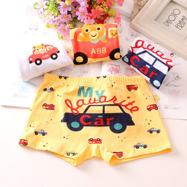 3Pcs Lot Boys car print Children's Fashion underwear boxers kids underpants Suitable for 2 to 12 year old boys flat thin panties S19JS135