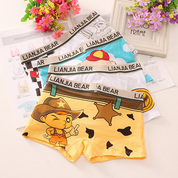 3Pcs Lot Boys Cartoon print Children's underwear boxers kids underpants Suitable for 2 years to 8 year old boys flat thin panties S19JS136