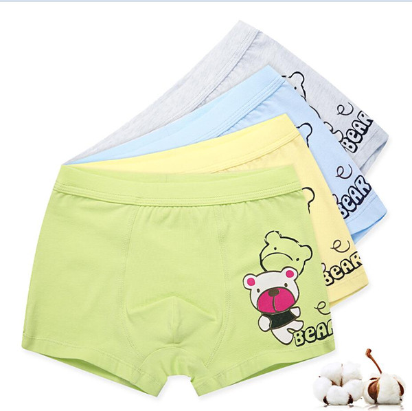 4Pcs Boys bear print Children's Fashion underwear Boy's flat panties kids underpants Suitable for 2 to 14 year old boys S19JS044