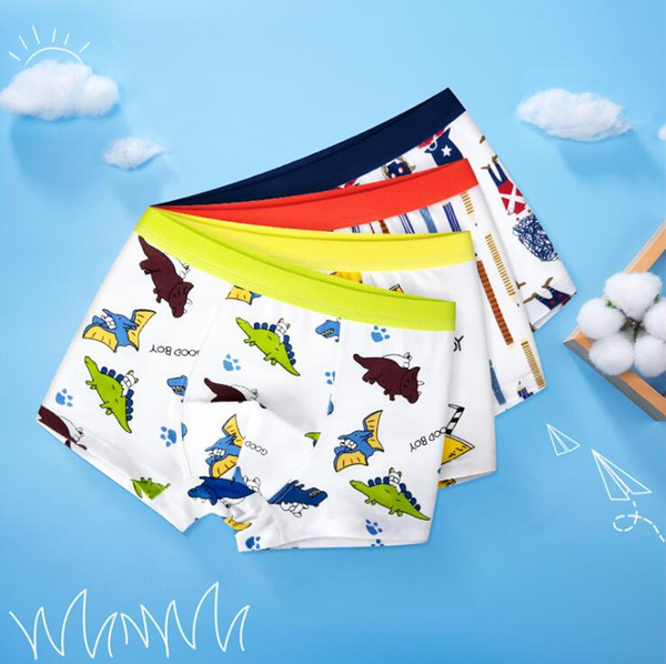 6Pcs Lot Boys Cartoon printing Children's Fashion underwear Boy's flat panties kids underpants Suitable for 2 to 14 year old boys S19JS038