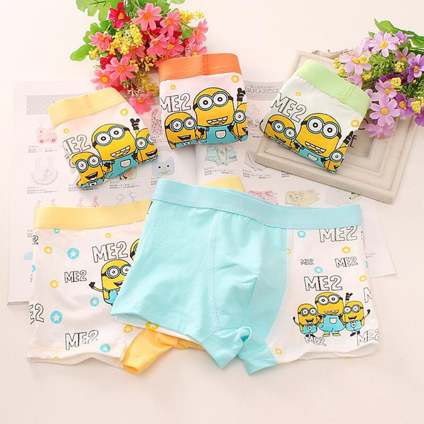 3Pcs Lot Boys Minion print Children's underwear boxers kids underpants Suitable for 2 years to 8 year old boys flat thin panties S19JS137