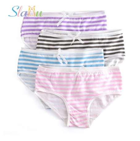 4-Pack Teenage Girls Panties Candy Colors Soft Cotton Young Girl Briefs for Kids Underwear Pants Underpants 9-20T