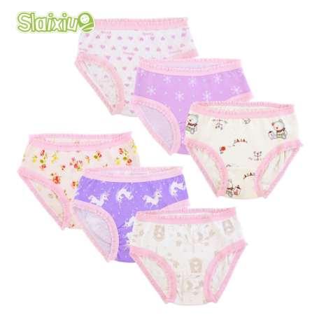 6 Pcs/Lot Girls Panties Cartoon Kids Briefs Cotton Baby Underwear For 2-10Y Girl Children's Underpants Clothes Random Colors