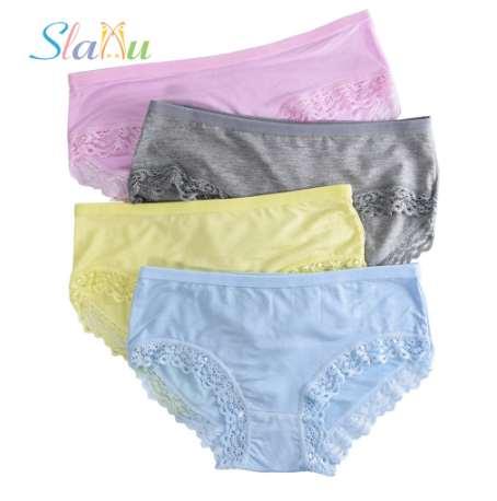 4-Pack Lace Floral Young Teen Girl Briefs for Teenage Candy Colors Girls Short Panties Kids Underwear Pants Underpants 9-20T