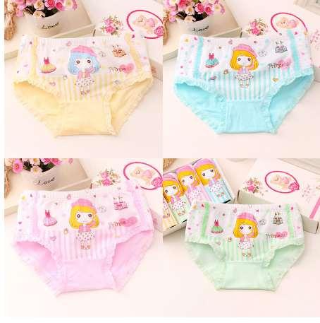 4pcs/lot Colors Cute cartoon Cotton Material Kids Girls Underwear for Baby Panties Children's Clothing