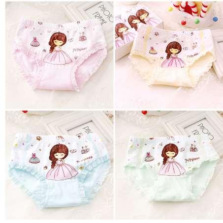 New 3 Pcs/set Cartoon Printed Girl Panties Kids Cute Underwear Children's Cotton Underwear For 2-9 Years Old Random Delivery