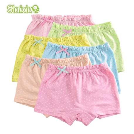 5Pcs/Lot Organic Cotton Material Kids Girls Underwear Dot Candy Colors Girls Boxer For Baby Panties Children's Clothing