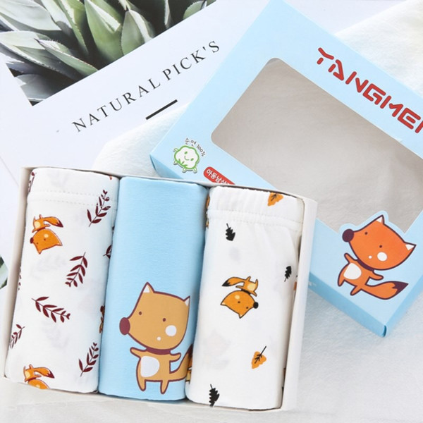 boys boxer cartoon print pattern kids cotton underwear 1 box 3 article Boy Underpants Boxer comfortable Soft Children Underwear 2-13T