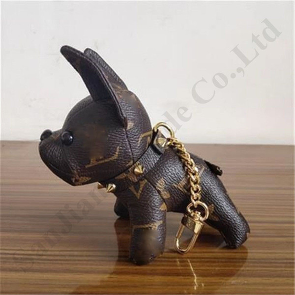 Brand Designer Dog Keychain Leather Dulldog Handbag Purse Pendant Ring Keyring Charm Trinket Kids Adults Gifts Alloy Luxury Chains A123003