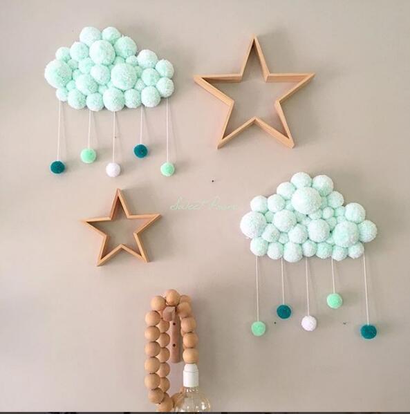Lolita 7 colors baby kids Room Decoration Cloud With Fur ball INS Kids Cartoon decoration