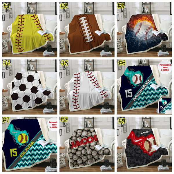 S/L Baseball Football Blanket Cartoon Print Winter Warm Swaddling Home Adult kids Air Conditioning Blankets Carpet Mat Shawl MMA1656-1