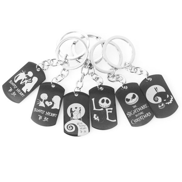 Holloween Jack and Sally Keyring 12Styles Key Chain Nightmare Before Christmas Gift Jewelry metal Keychain Cartoon Accessories GGA806 50pcs