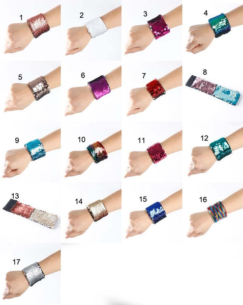 mix colors Fashion Custom Personalized Mermaid Sequin Bracelet Wristband Cuff Sequins Bracelets For Women Charm Stress Reliever Jewelry