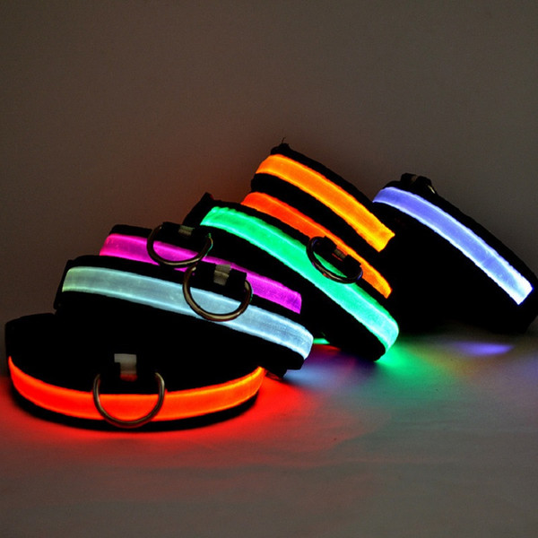 Nylon LED Pet Dog Collar Night Safety Flashing Glow In The Dark Dog Leash Dogs Luminous Fluorescent Collars Pet Supplies Cartoon