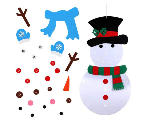 Christmas DIY Snowman Felt Sets With Detachable Accessories New Year Ornament Gift Kid Toy Door Wall Hanging Paster Kit Home Decors A101104