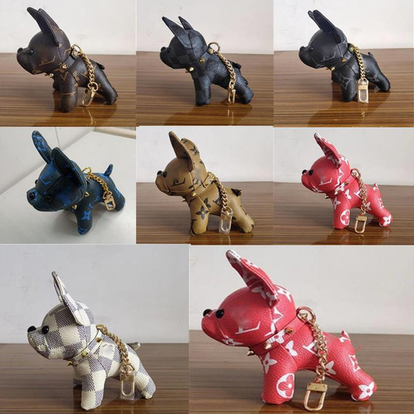 Cute Cartoon Dog Keychain Leather Dulldog Handbag Purse Pendant Ring Keyring Charm Trinket Kids Adults Gifts Alloy Chains No Box Accessories