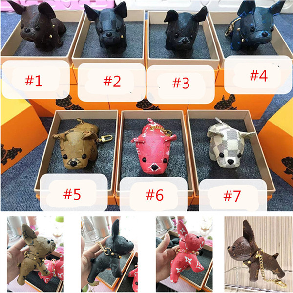 Luxury Design Dog Keychain Leather Dulldog Handbag Purse Pendant Ring Keyring Charm Trinket Kids Adults Gifts Alloy Chains No Box