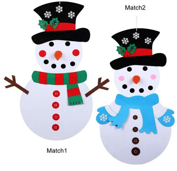 Christmas DIY Felt Snowman Sticker Set New Year Gift Kids Toy With Detachable Accessories Door Wall Hanging Kit Xmas Home Ornaments A101104