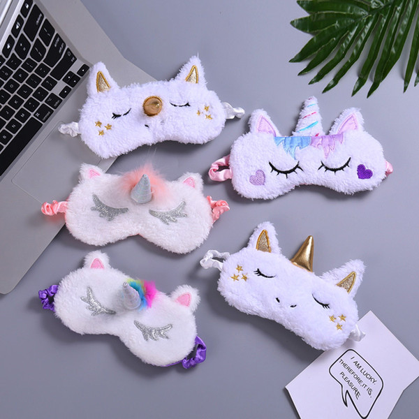 Lovely Cartoon plush Unicorn Sleeping Eye Cover Cartoon Eyes Mask Shadow Cover for Traveling SleepHealth Care Tools C1387
