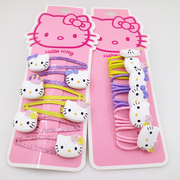 6/lots gift hello kitty hair clip hairpin children girls Elastic Hair Bands barrette rubber band hairgrip headdress accessories