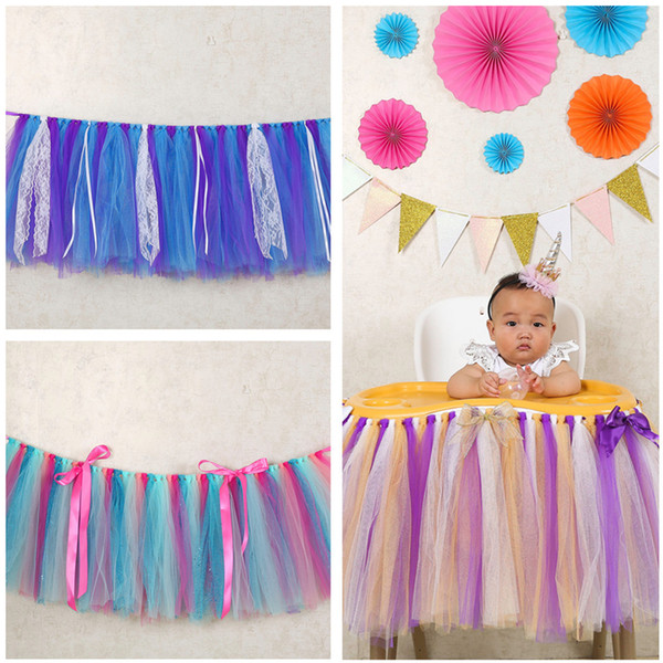 Bowl High Chair Tutu Skirt Decoration Baby Shower Birthday Party Supplies 36.22x19.68 Inch
