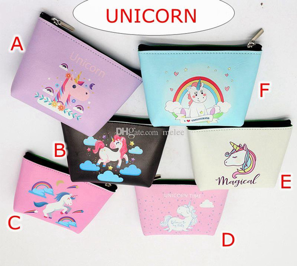 INS NEW Women GirlS Zipper Unicorn Coin Purses pu Mini Change Wallet Money Coin Bag Kid Multi-function Kawaii Animal Makeup Case WALLETS